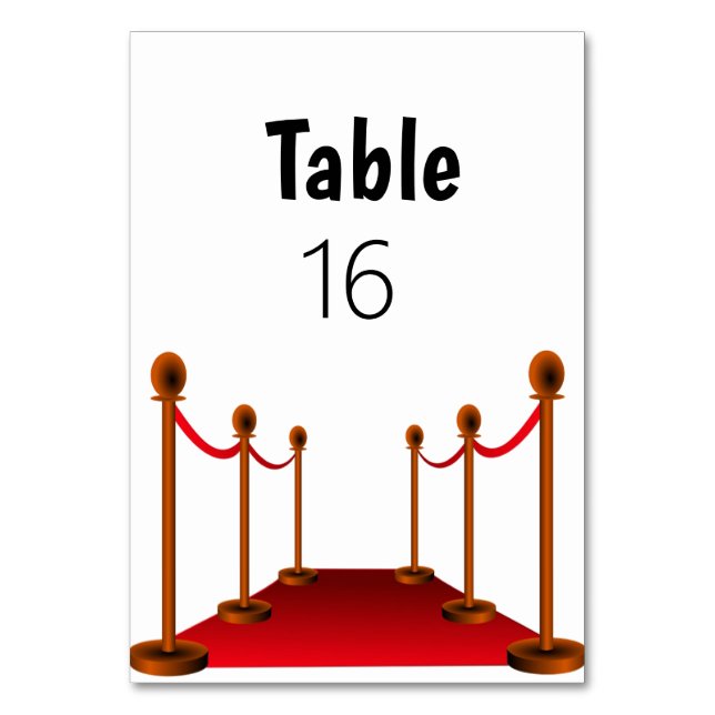 Elegant Hollywood Red Carpet Sweet 16  Table Number (Front)