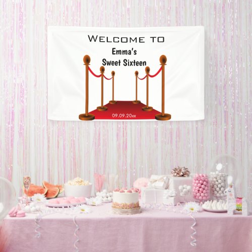 Elegant Hollywood Red Carpet Sweet 16th Birthday  Banner