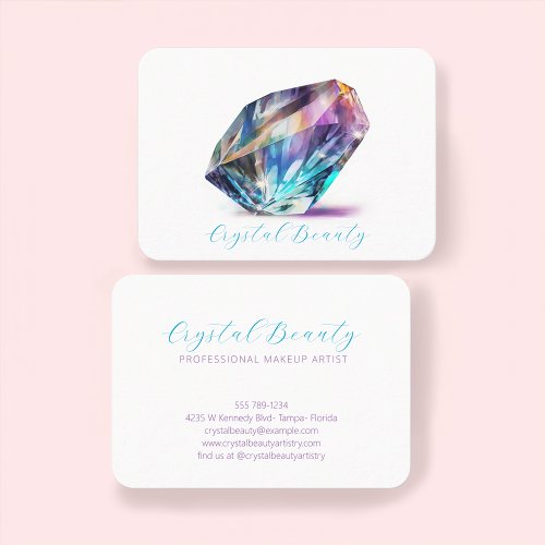 Elegant Holograph Watercolor Crystal Script Brand  Business Card