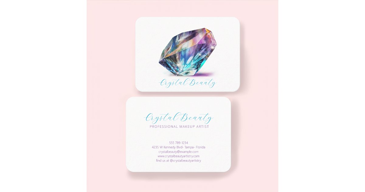 Elegant Holograph Watercolor Crystal Script Brand Business Card | Zazzle