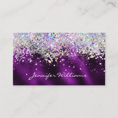 Elegant Holographic Bling Sparkle Glitter Purple Business Card