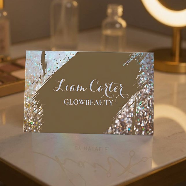Elegant Holographic Brush Personalized Name Card (Elegant Holographic Brush Card - Front)