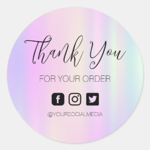 Elegant Holographic Business Thank You Classic Rou Round Sticker