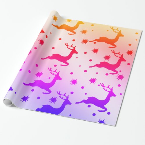 Elegant holographic Christmas reindeer pattern Wrapping Paper