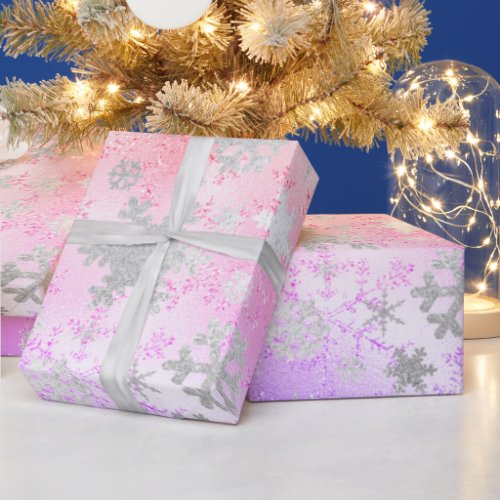 Elegant Holographic Christmas Snowflake Pattern Wrapping Paper