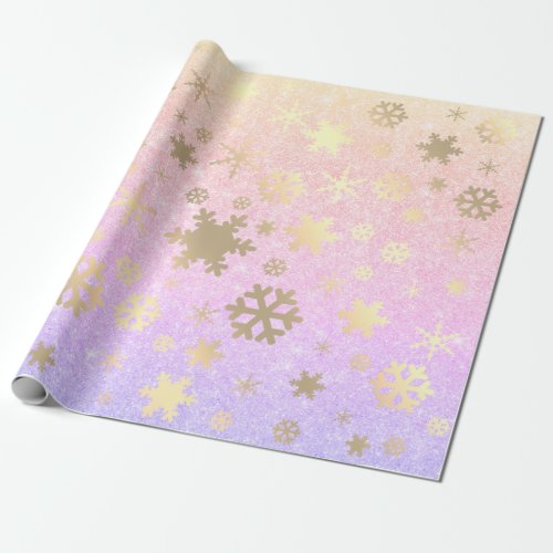 Elegant Holographic Christmas Snowflake Pattern Wrapping Paper