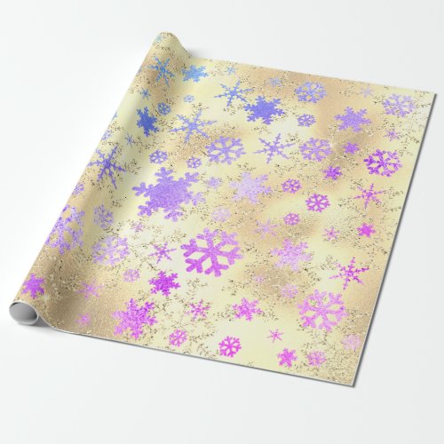 Elegant Holographic Christmas Snowflake Pattern Wrapping Paper