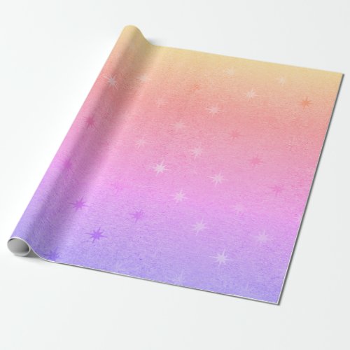 Elegant holographic Christmas star pattern Wrapping Paper