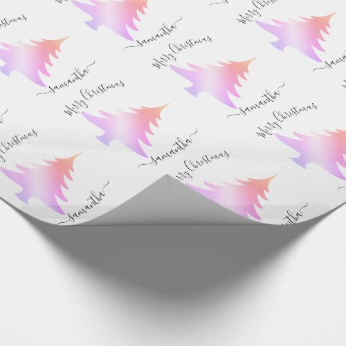 Elegant holographic Christmas tree pattern Wrapping Paper