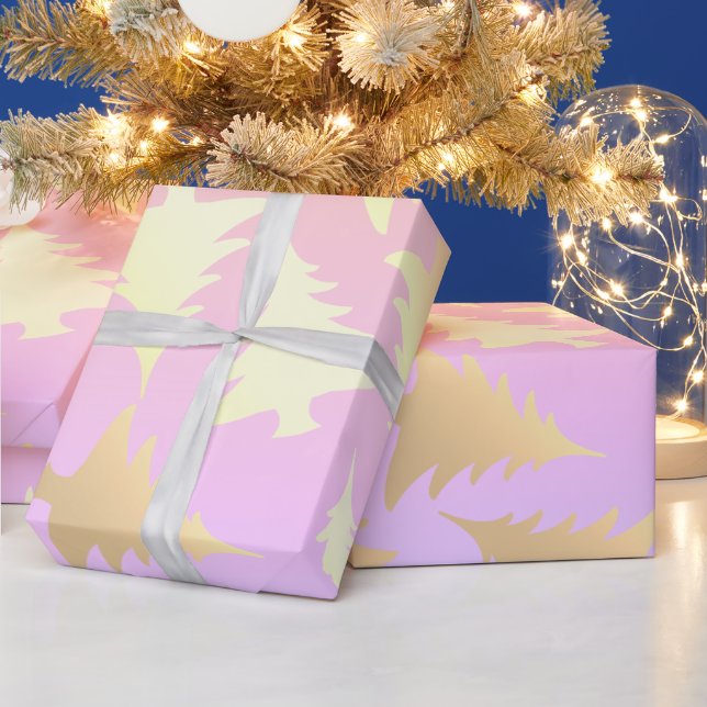 Elegant holographic Christmas tree pattern Wrapping Paper (Holidays)