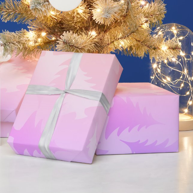 Elegant holographic Christmas tree pattern Wrapping Paper (Holidays)