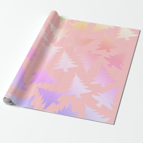 Elegant holographic Christmas tree pattern Wrapping Paper