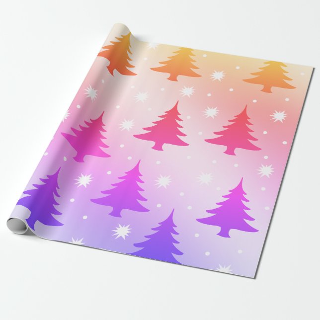 Elegant holographic Christmas tree pattern Wrapping Paper (Unrolled)