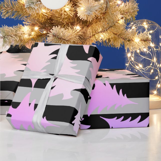 Elegant holographic Christmas tree pattern Wrapping Paper (Holidays)