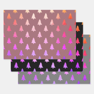 Elegant holographic Christmas tree pattern Wrapping Paper Sheets