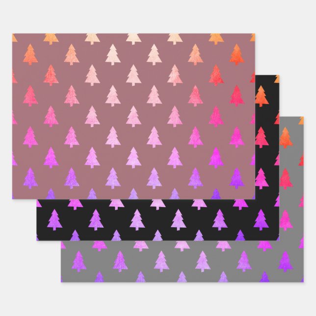 Elegant holographic Christmas tree pattern Wrapping Paper Sheets (Set)
