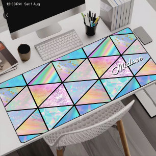 Elegant holographic colorful  desk mat