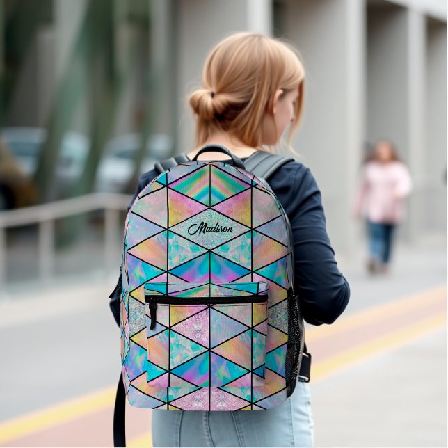 Elegant holographic colorful printed backpack (Creator Uploaded)