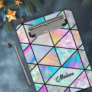 Elegant holographic colorful sketchbook clipboard