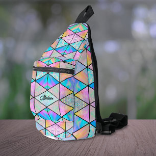 Elegant holographic colorful sling bag