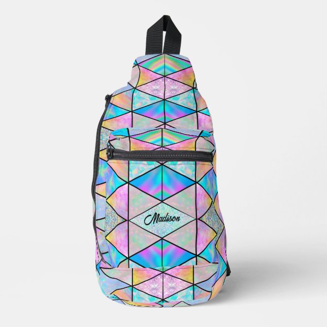 Elegant holographic colorful sling bag (Front)