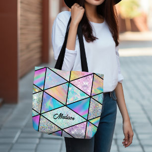 Elegant holographic colorful tote bag