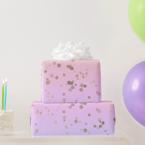 Elegant holographic confetti polka dot pattern wrapping paper