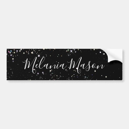 Elegant Holographic Glitter Black Business Bumper Sticker