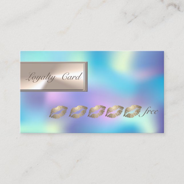 Elegant Holographic,Glitter Lips Loyalty Card (Front)
