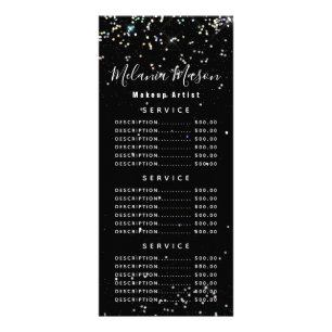 Elegant Holographic Glitter Makeup Artist Black Ra Rack Card