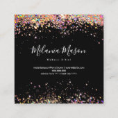 Elegant Holographic Glitter Makeup Artist Black Square Business Card