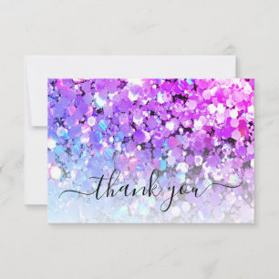Elegant Holographic Glitter Makeup Artist Black Th Thank You Card