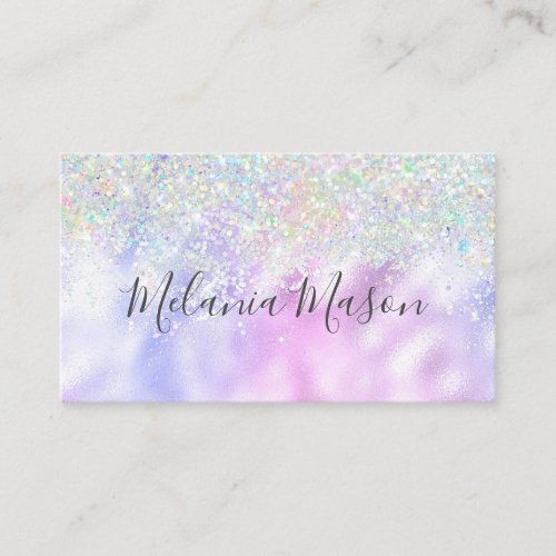 Elegant Holographic Glitter Makeup Artist Metallic Business Card