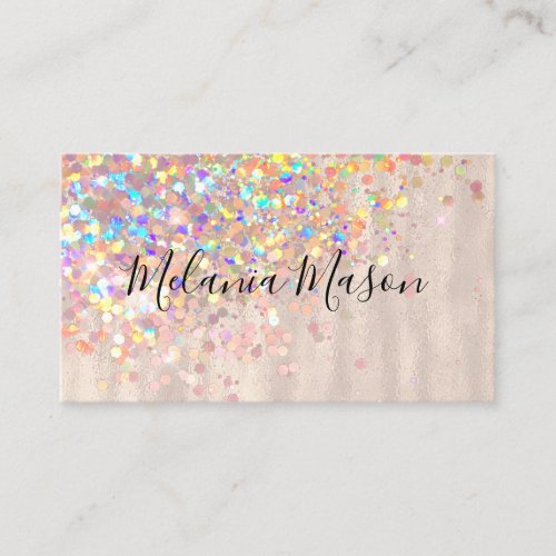 Elegant Holographic Glitter Makeup Artist Pearly Business Card