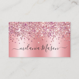 Elegant Holographic Glitter Makeup Artist Pink Business Card