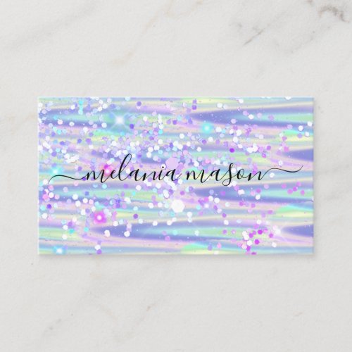 Elegant Holographic Glitter Makeup Artist Purple  Business Card