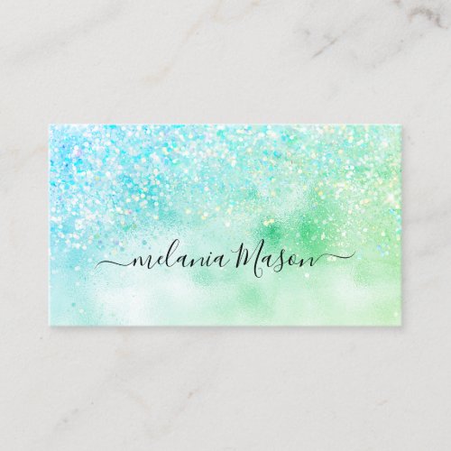 Elegant Holographic Glitter Makeup Artist Silver B Business Card