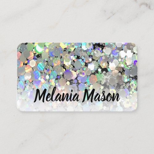 Elegant Holographic Glitter Makeup Artist Unique Business Card