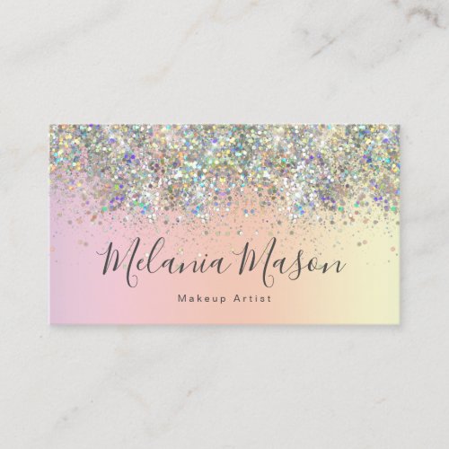 Elegant Holographic Glitter Nail Artist Beauty  Business Card