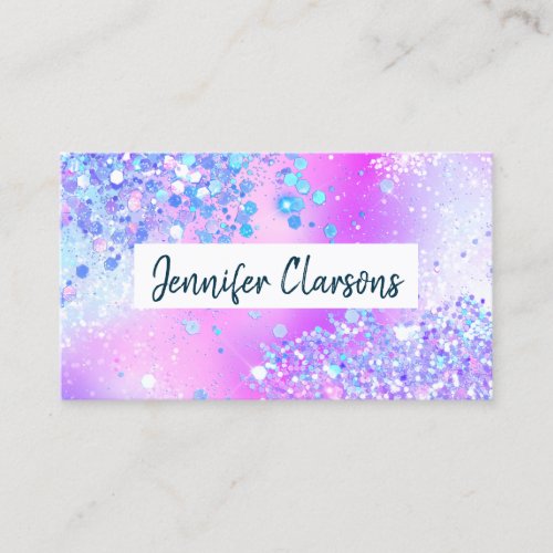 Elegant Holographic Glitter Purple Beauty Salon Business Card