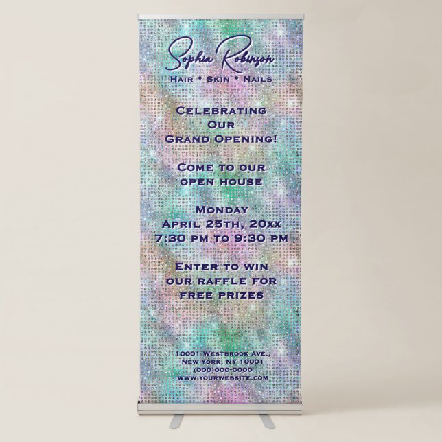 Elegant Holographic Glitter Retractable Banner (Front)