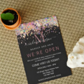 Elegant Holographic Glitter We're Open Salon Black Flyer | Zazzle