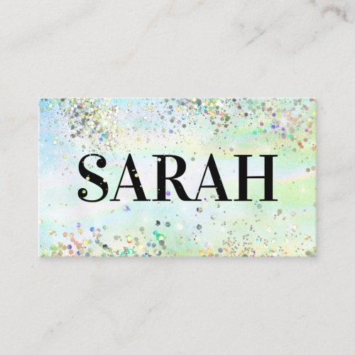 Elegant Holographic Gold Glitter Makeup Artist Business Card