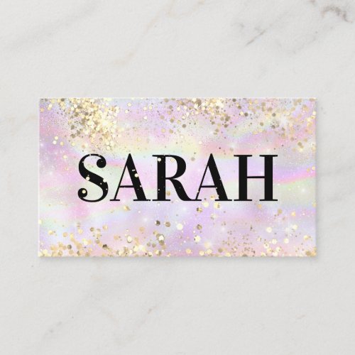 Elegant Holographic Gold Glitter MakeupArtist Pink Business Card