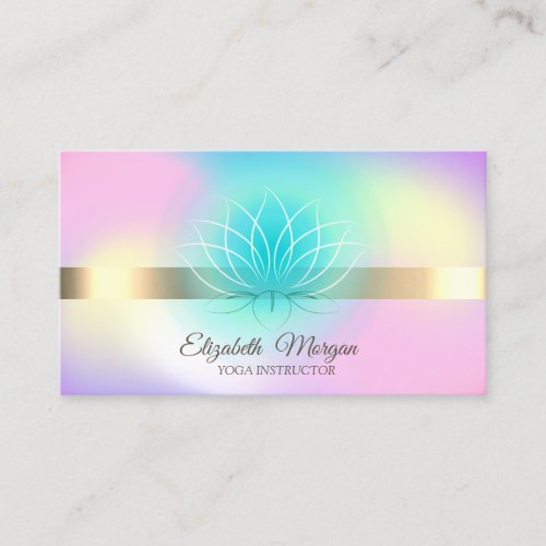 Elegant Holographic Gold Lotus  Yoga Instructor Business Card