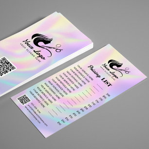 Elegant Holographic Hair Salon Logo Price List Rack Card