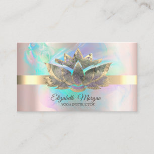Elegant Holographic Ink,Rose Gold,Lotus Business Card