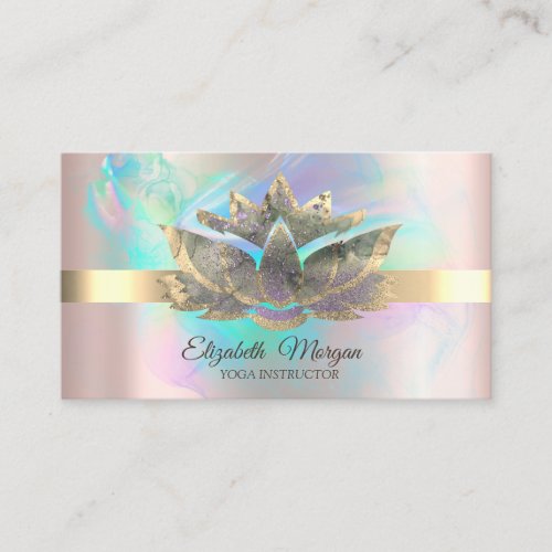 Elegant Holographic InkRose GoldLotus Business Card