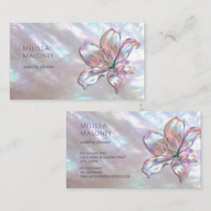 Elegant Holographic Iridescent Lily Business Card
