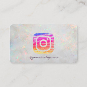 Elegant Holographic Iridescent OpaI Instagram Business Card
